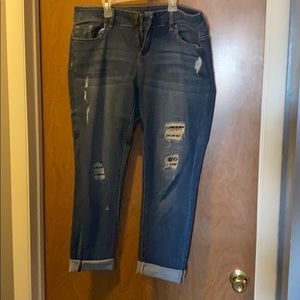 New York & Co. ripped jeans with leopard underlay